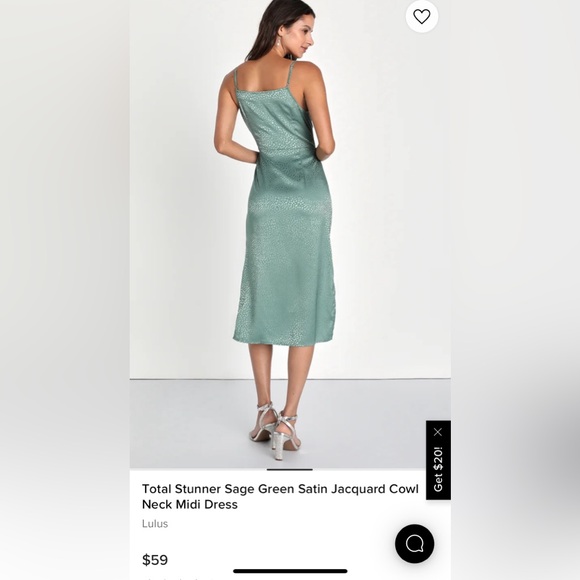 NWT Lulus Total Stunner Sage Green Satin Jacquard Cowl
Neck Midi Dress - Picture 2 of 5